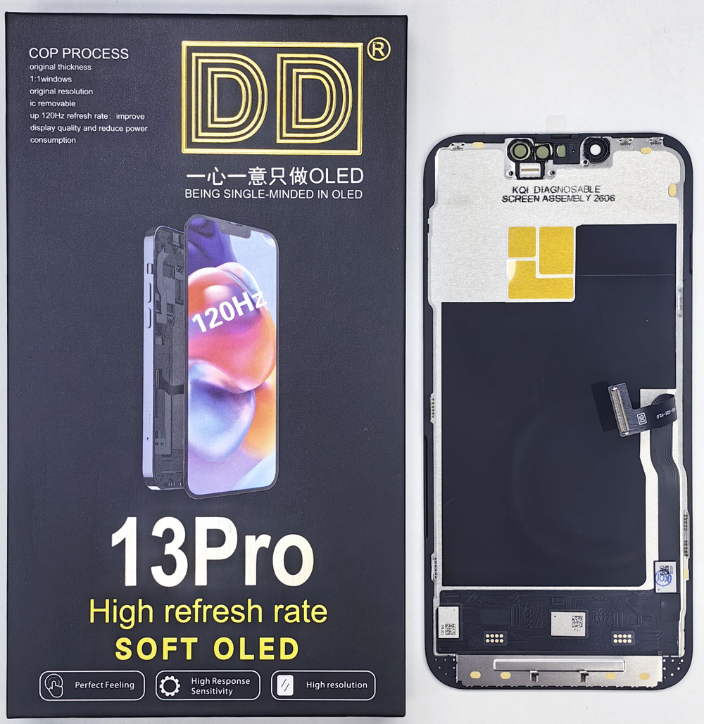 Дисплей iPhone 13 Pro Soft OLED Diagnosable ("привязка" с верификацией без ошибки); 120Hz; бренд DD