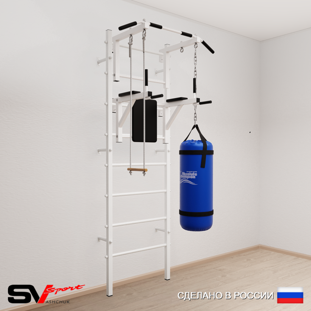 Шведская стенка Sv Sport усиленная 6731 (Турник стандарт/Брусья/Трапеция/Цепь/Мешок 15кг)