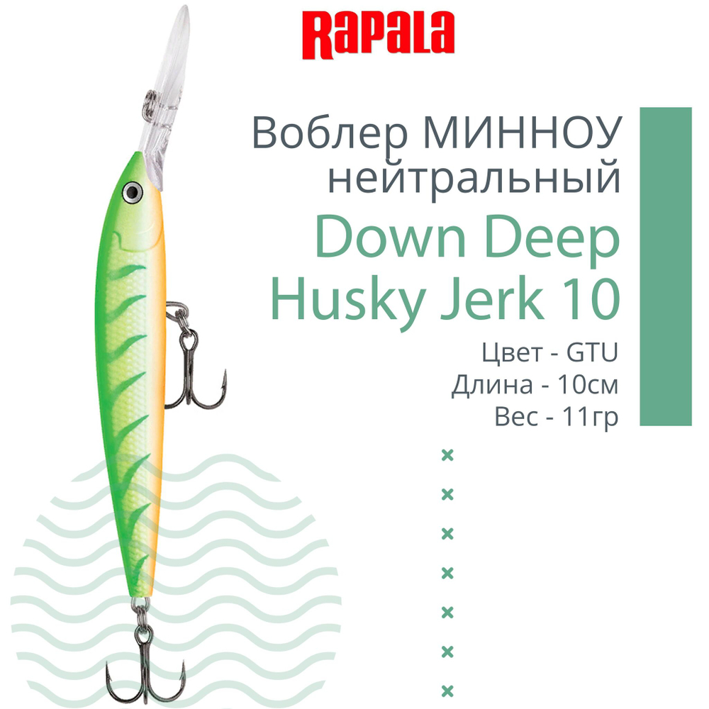Воблер RAPALA Down Deep Husky Jerk 14, 14см, 23гр, цвет GF