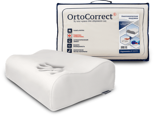 Анатомическая подушка Эргономичная Е4 ORTOCORRECT 60х40х15/17