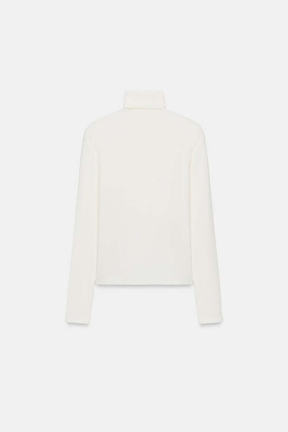 ZARA ФУТБОЛКА С ВЫСОКИМ ВОРОТНИКОМ, ЭКРЮ