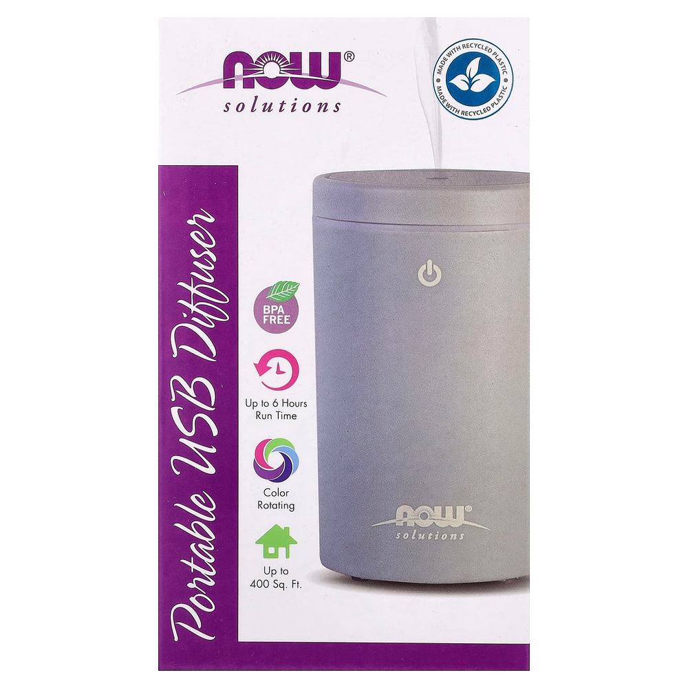 NOW Foods, Переносной ультразвуковой USB-диффузор для эфирных масел, 1 диффузор