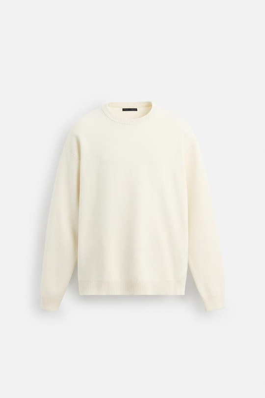 ZARA СВИТЕР ИЗ МЯГКОЙ ТКАНИ С РЕЛЬЕФНЫМ УЗОРОМ, ЖЕЛТОВАТО-БЕЛЫЙ