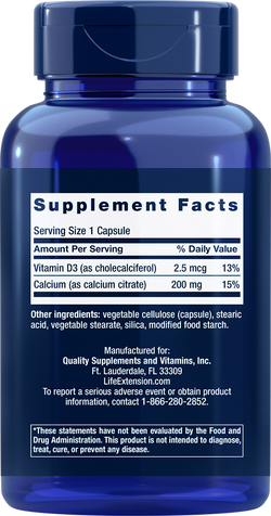 Calcium Citrate with Vitamin D 200 капсул Life Extension