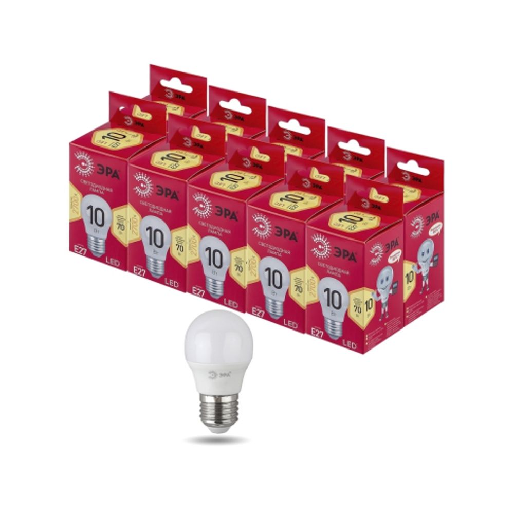 Лампа светодиодная ЭРА RED LINE LED P45-10W-827-E27 R 10Вт шар теплый белый свет E27 | Лампы cветодиодные Шар (G/P)