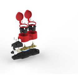 Колодка ЭРА KX-2e-RED-IP44 каучуковая с заземлением 2 розетки 16A IP44 красная | Электротовары