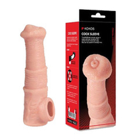 Телесная фантазийная насадка на член 17,6см с отверстием для мошонки Kokos Cock Sleeve Size M