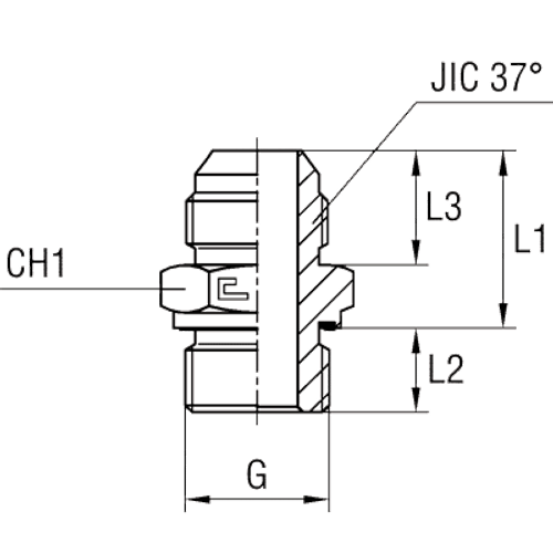 Штуцер FE08 JIC 1/2 - 12x1.5