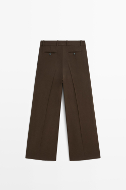Massimo Dutti Широкие брюки со складками, шоколадный