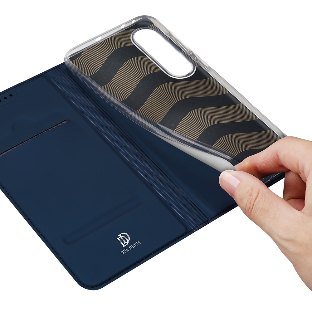 Чехол книжка из PU кожи синего цвета от Dux Ducis для смартфона OnePlus Nord CE4 и OPPO K12, K12 Plus, серия Skin Pro Series Case