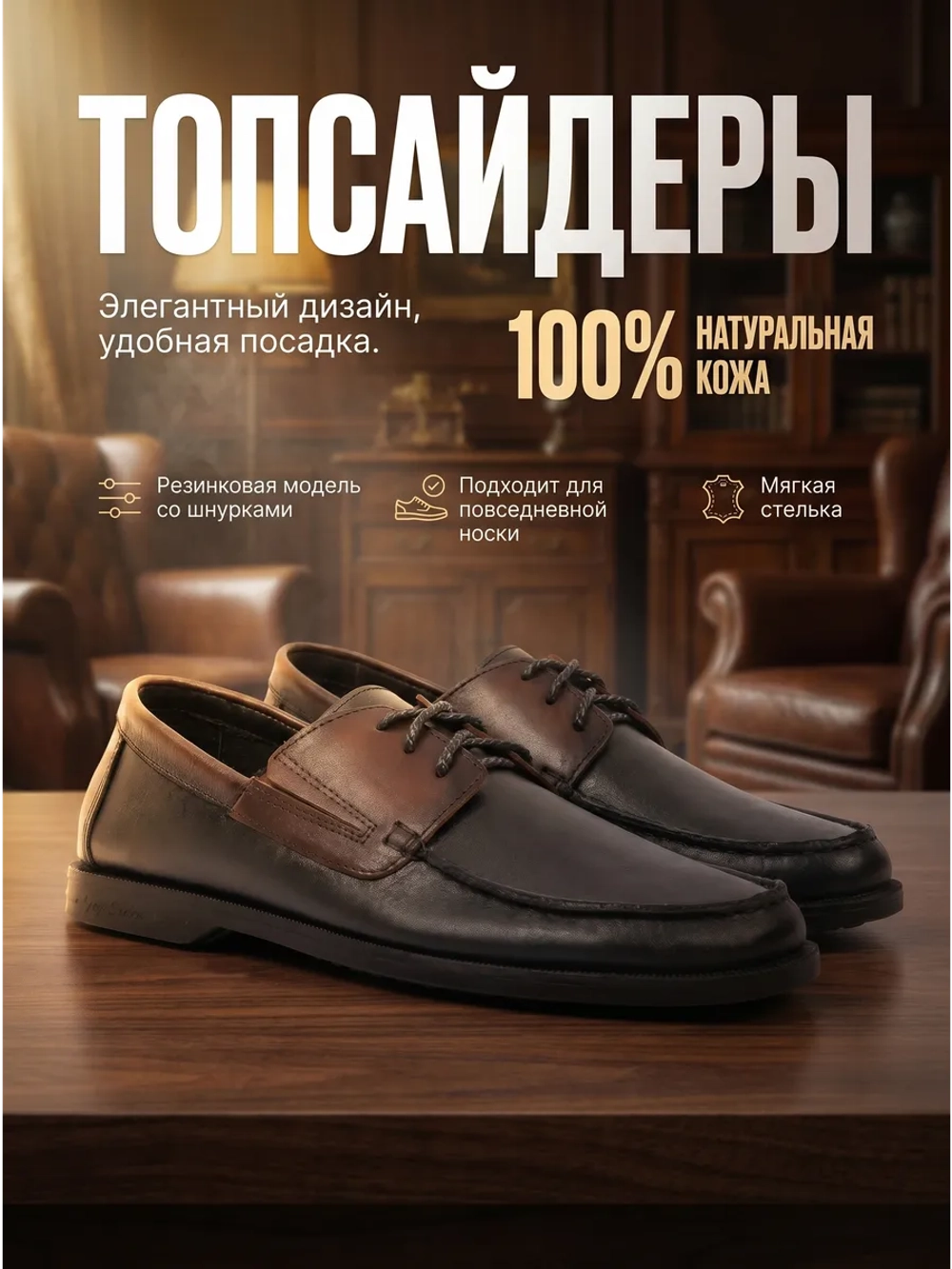 Топсайдеры и мокасины на лето кожаные