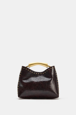 ZARA СУМКА С ЗАКЛЕПКАМИ, КОРИЧНЕВЫЙ