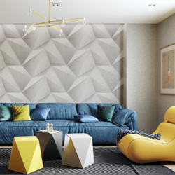 Виниловые обои Trend Color Stories 2.0 TC71874-24 размер 1,06х10м, крупный геометрический 3D-рисунок, фактура бетона, антивандальные моющиеся, раппорт 64 см