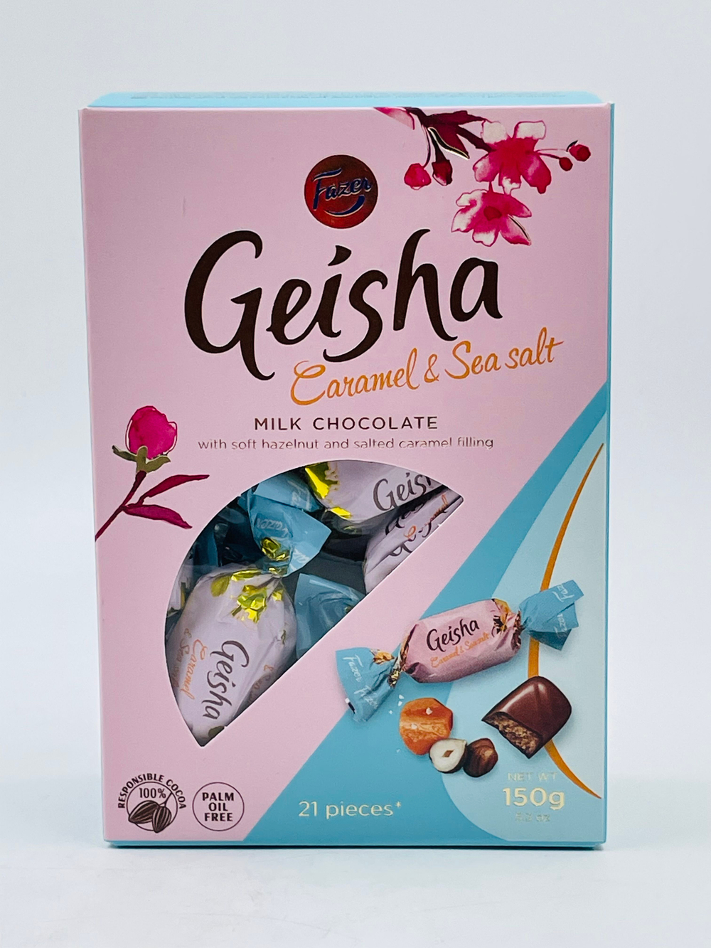 Fazer Geisha Конфеты шоколадные с начинкой из тертого ореха и морской солью Caramel & Sea Salt 150 г (Из Финляндии)