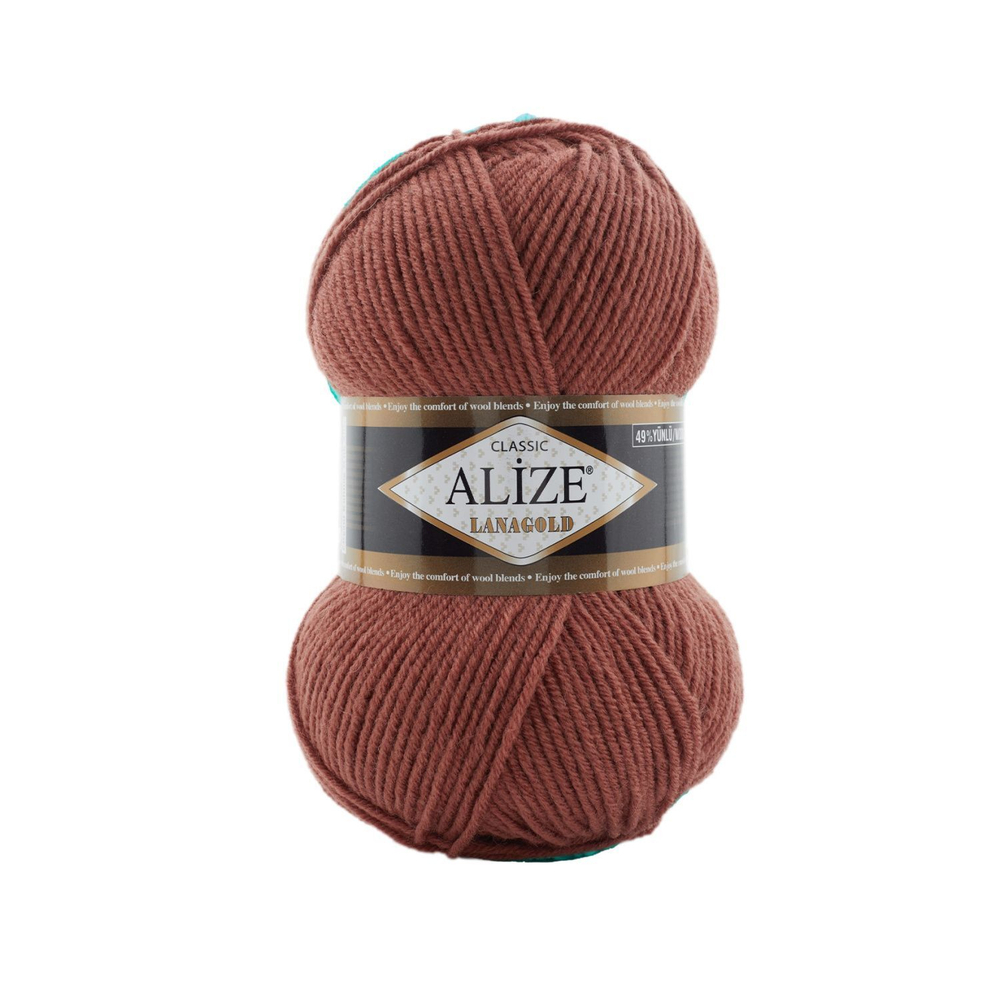 Ланаголд (Lanagold) пряжа Alize 49%шерсть 51%акрил 5х100г/240м 565 молочный шоколад