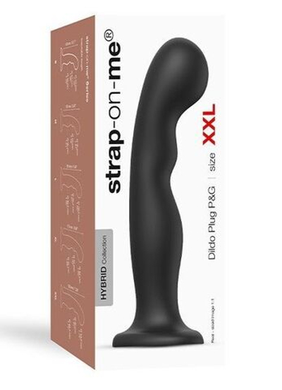 Черная насадка Strap-On-Me Dildo Plug P&G size XXL (Цвет: черный)