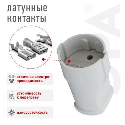 Розетка ЭРА Rx1-W кабельная без заземления прямая 10A белая | Штепсельные вилки и розетки