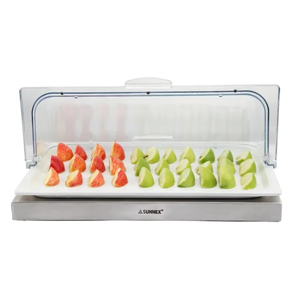 Поднос для выкладки 53*32,5*24,5 см фарфор с пласт. Roll-top крышкой + подставка с хладогеном SUNNEX