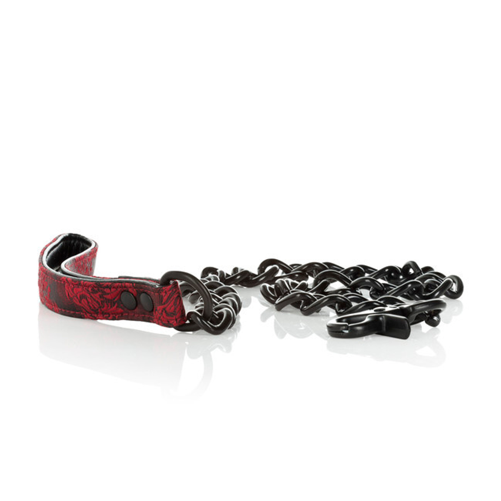 Поводок с тяжелой металлической цепью Scandal Leash (Цвет: черный с красным)