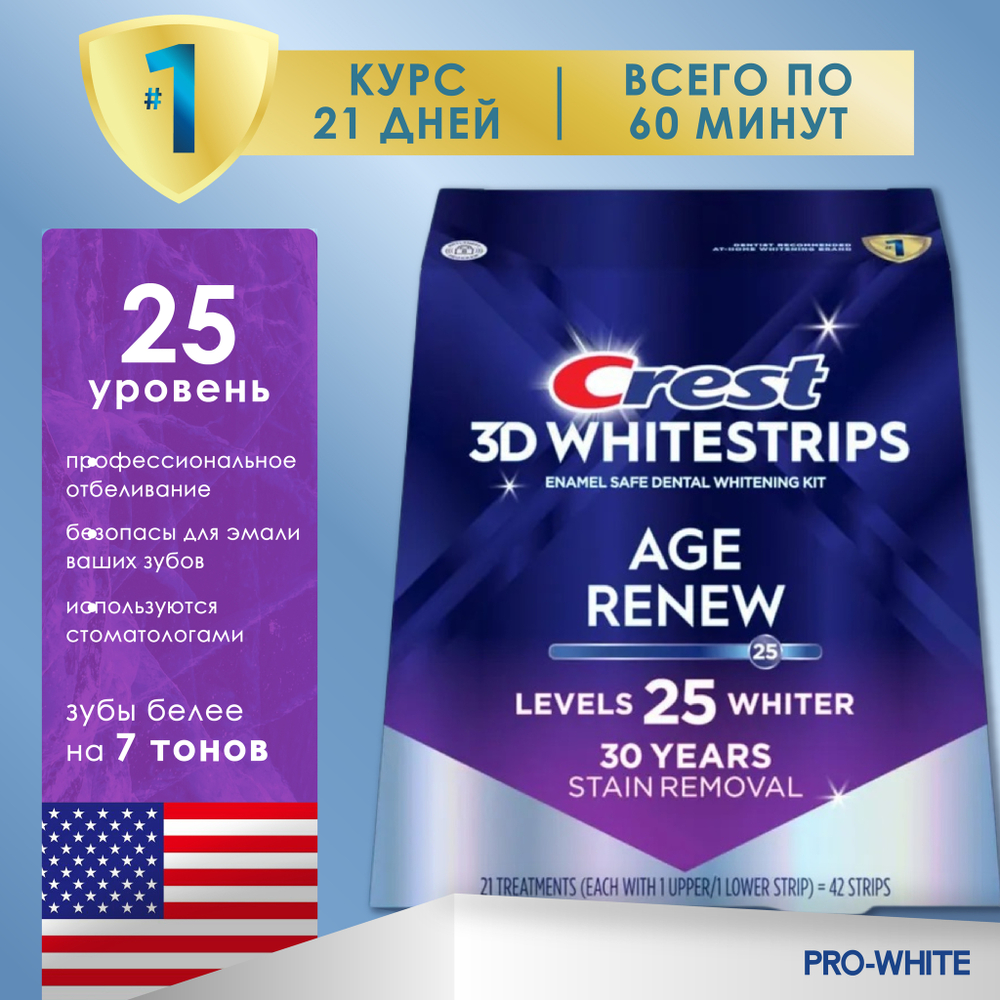 Отбеливающие полоски Crest 3D White Age Renew (Supreme Bright)