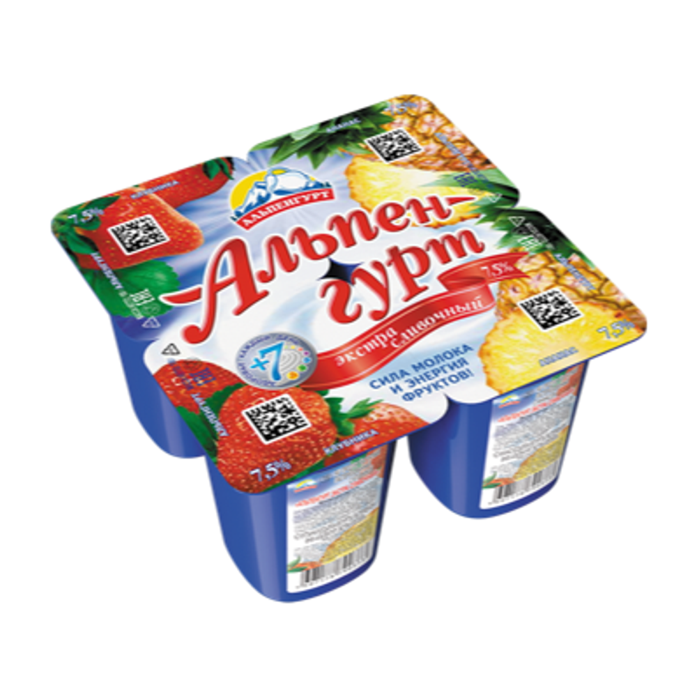 Альпенгурт Экстра Сливочный 7,5% (Клубника/ананас) 100г