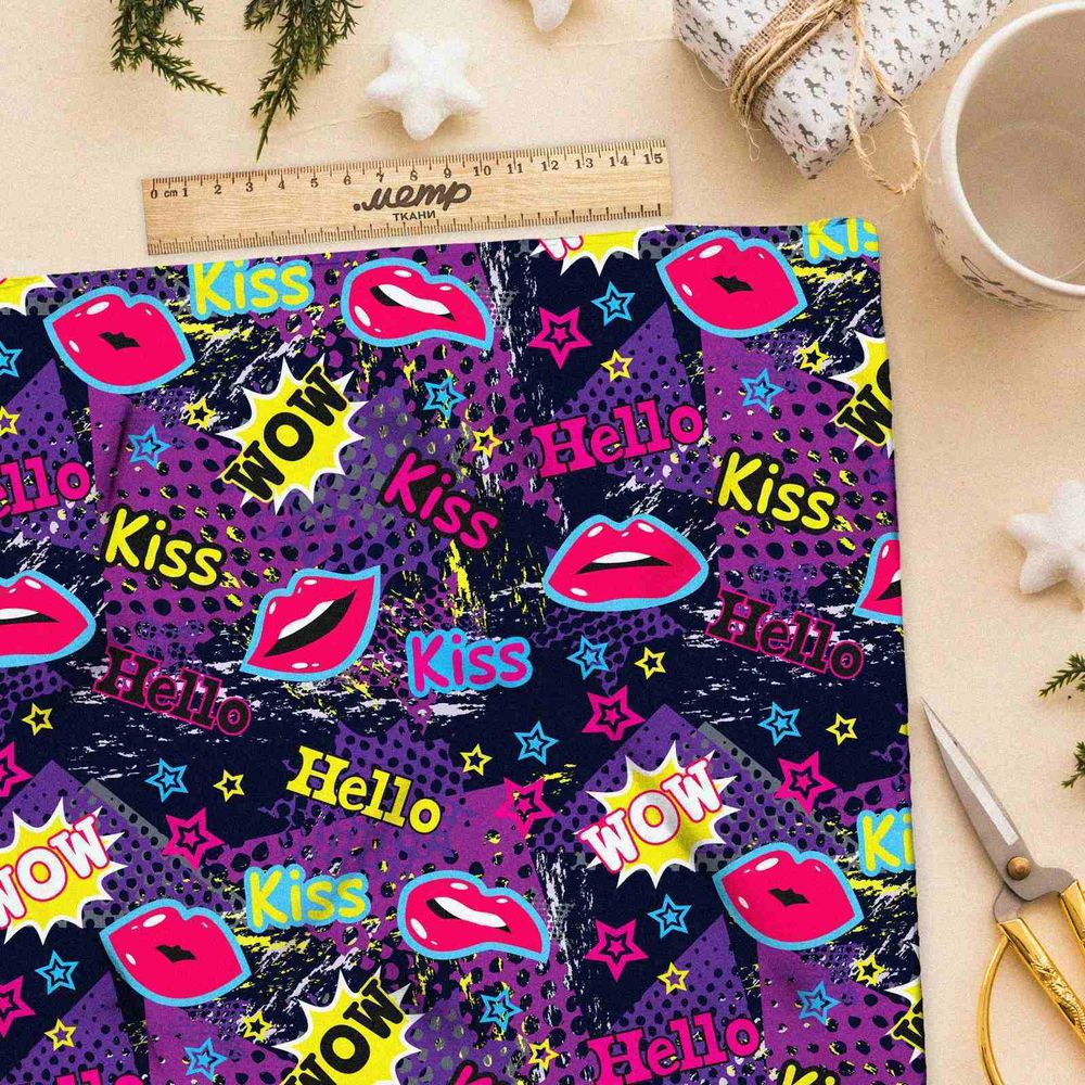 Ткань шифон wow kiss pop art