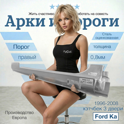 Порог правый Ford Ka Hatcback 3 door 1996-2008 (Klokkerholm) хэтчбек