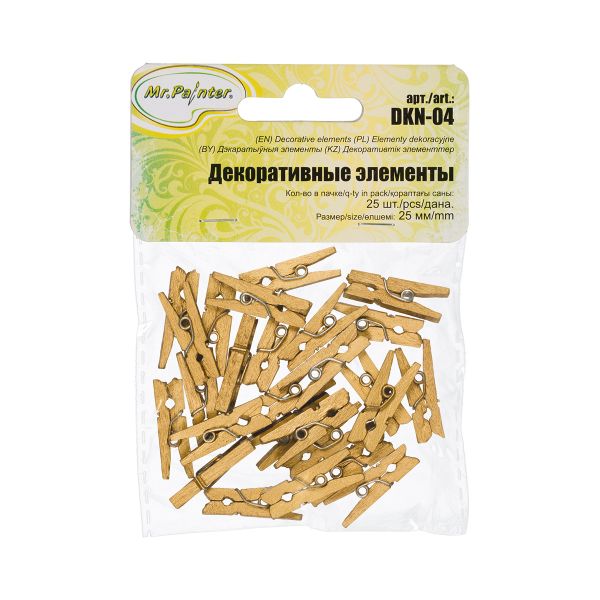 Прищепки декоративные 2.5 см, 5х25 шт, 05 золото, Mr.Painter DKN-04