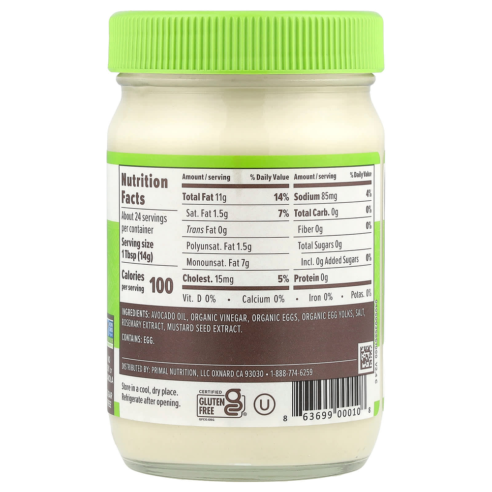 Primal Kitchen, майонез из масла авокадо, 355 мл (12 жидк. унций)