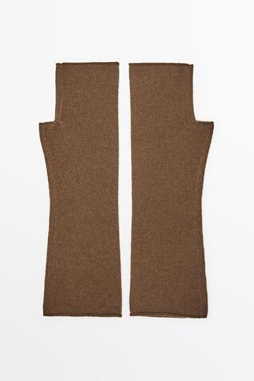 Massimo Dutti Трикотажные митенки из шерсти и кашемира, карамельный
