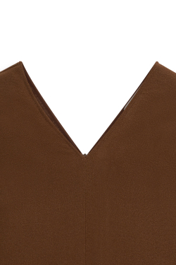 Massimo Dutti Эластичный топ с длинными рукавами и V-образным вырезом - Limited Edition, табачный