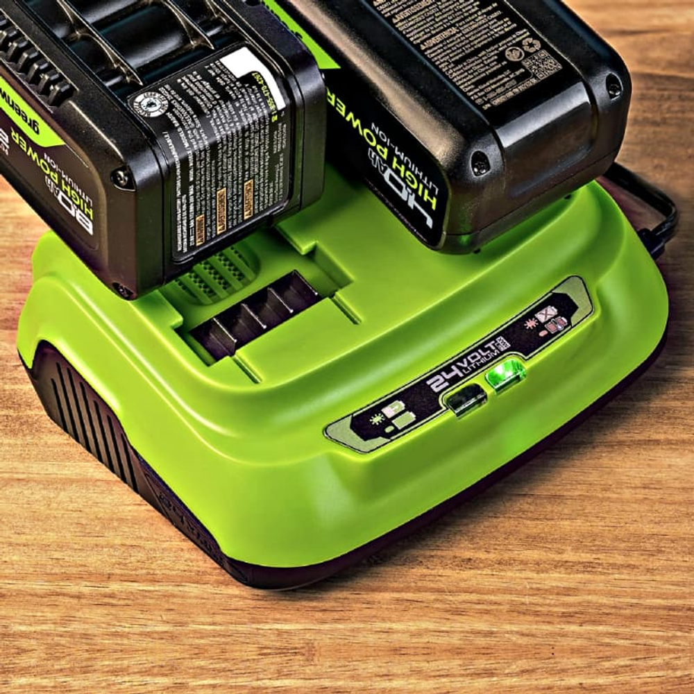 Ультрабыстрое двойное зарядное устройство Greenworks G24X2C8, 24V, 8A (2958807)