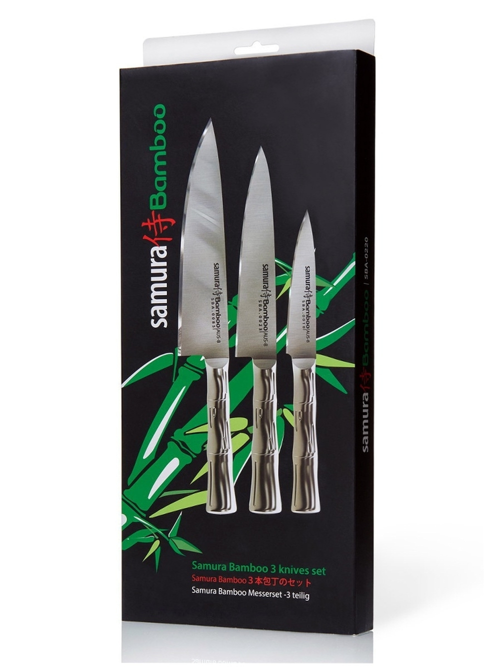 Набор из 3 кухонных стальных ножей "Поварская тройка" Samura BAMBOO SBA-0220