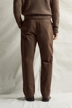 ZARA БРЮКИ RELAXED FIT СО СКЛАДКАМИ, ШОКОЛАДНЫЙ