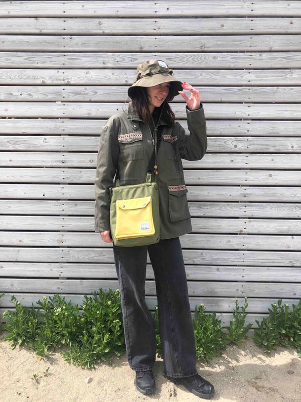 Сумка Cross-body Комбинация 1 ручной работы M Желто-зеленая - фото 2