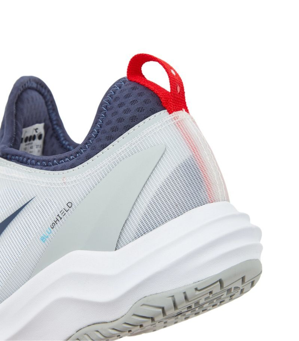 Мужские теннисные кроссовки Diadora Speed Blushield Fly 4 + AG - white/blue corsair/fiery red