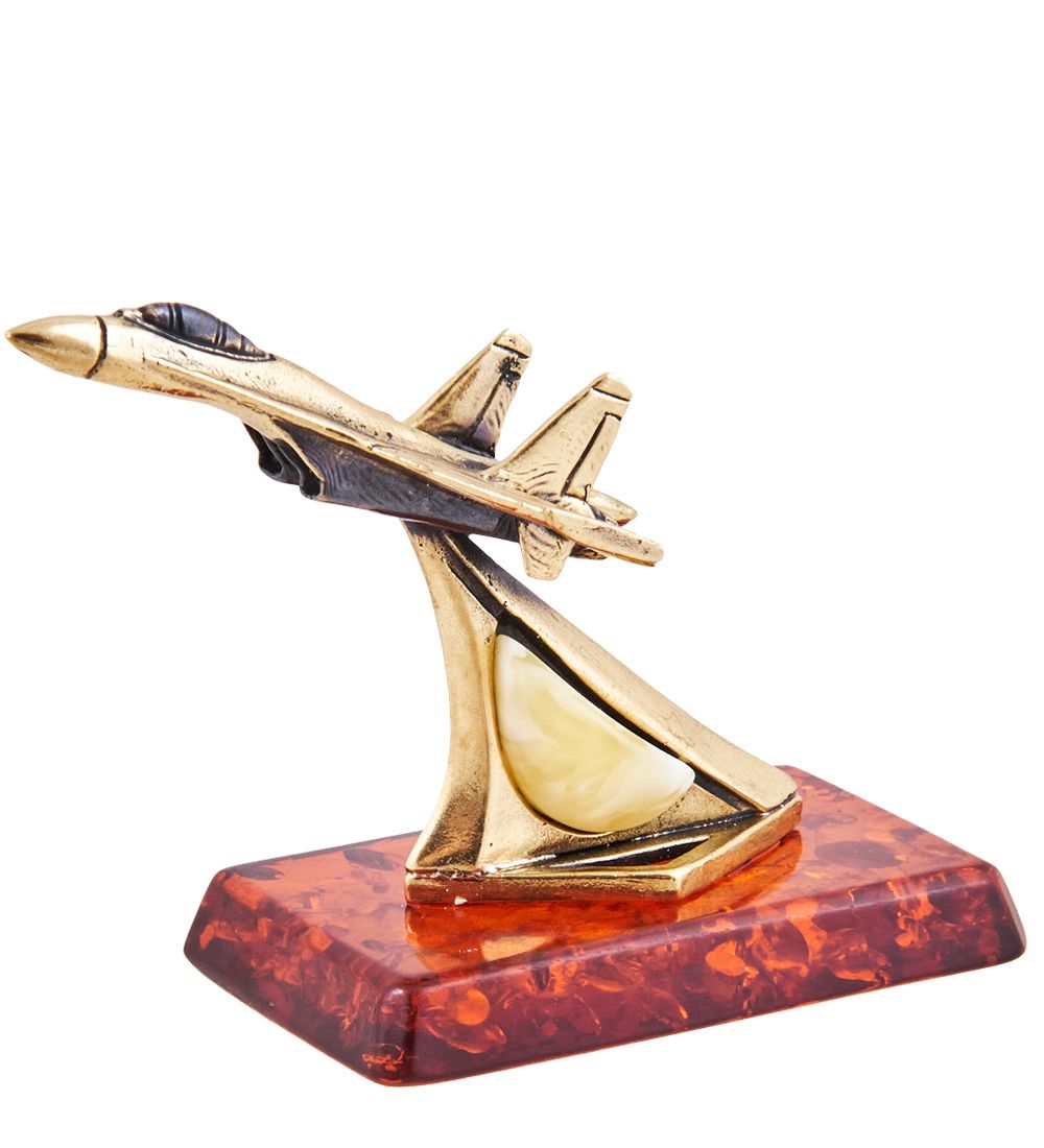 Народные промыслы AM-3664 Фигурка «Истребитель СУ» (латунь, янтарь)