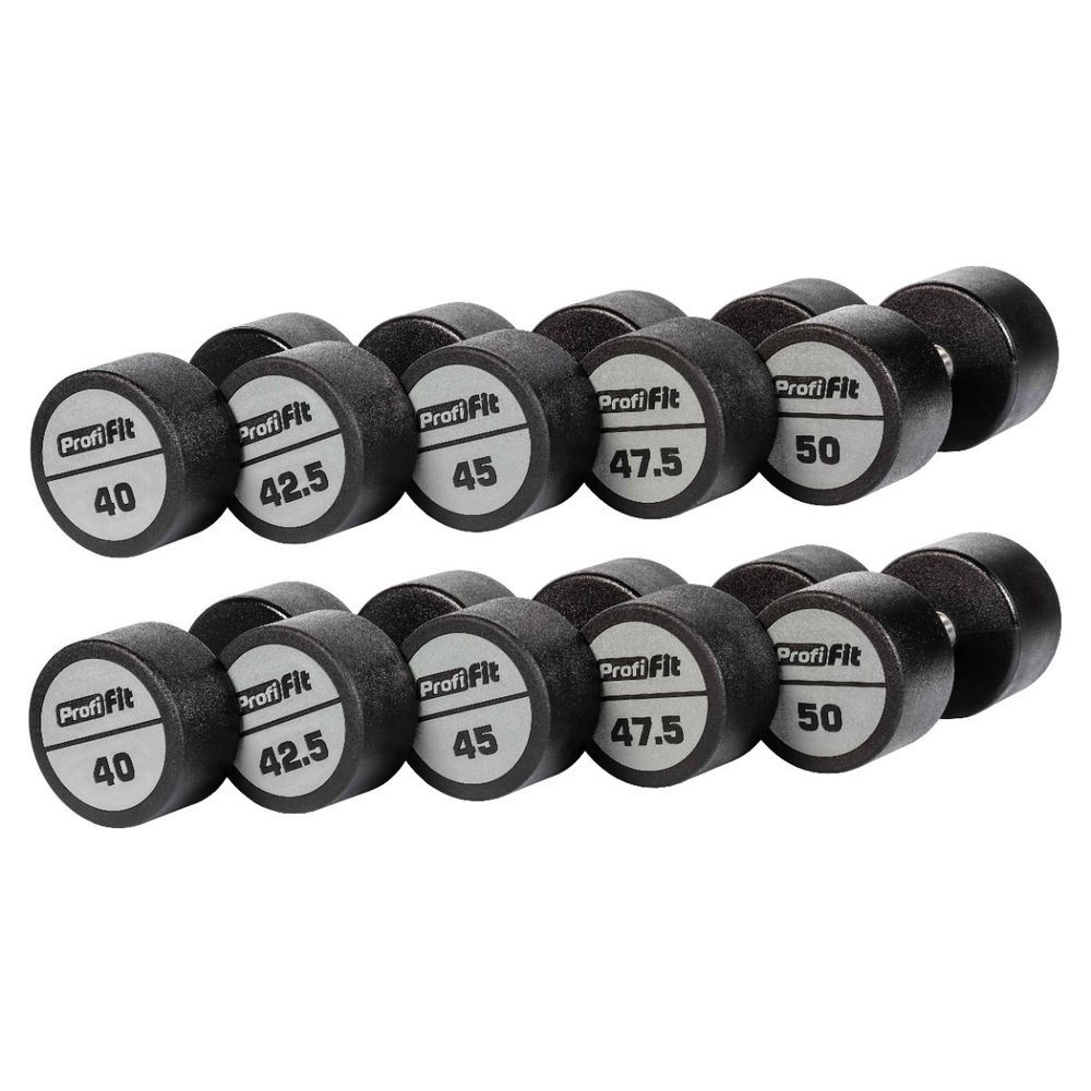 Гантельный ряд полиуретановый (шаг 2,5 кг, 5 пар) PROFI-FIT 40-50 кг