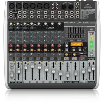 Behringer QX1222USB - микшер, 16 каналов, USB/аудио интерфейс, мик предусил и компр, 7 EQ, Multi FX