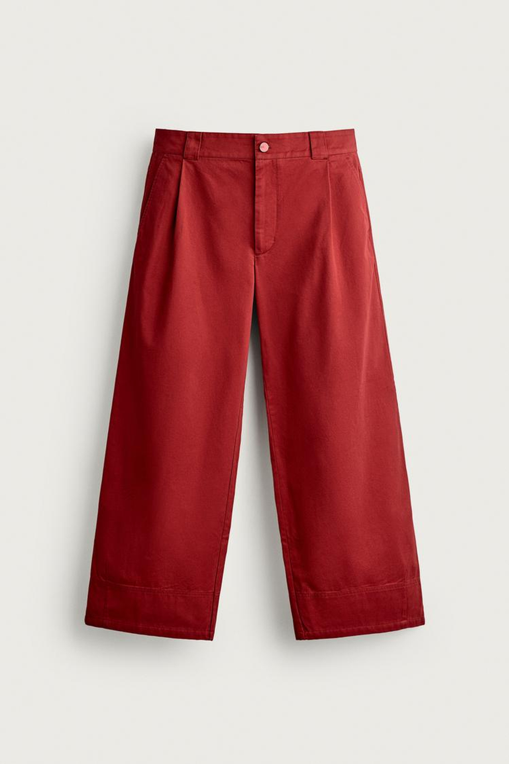 ZARA БРЮКИ WIDE-LEG СО СКЛАДКАМИ, КРАСНЫЙ