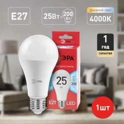 Лампа светодиодная ЭРА RED LINE LED A65-25W-840-E27 R 25Вт груша нейтральный белый свет Е27 | Лампы cветодиодные Груша (A)