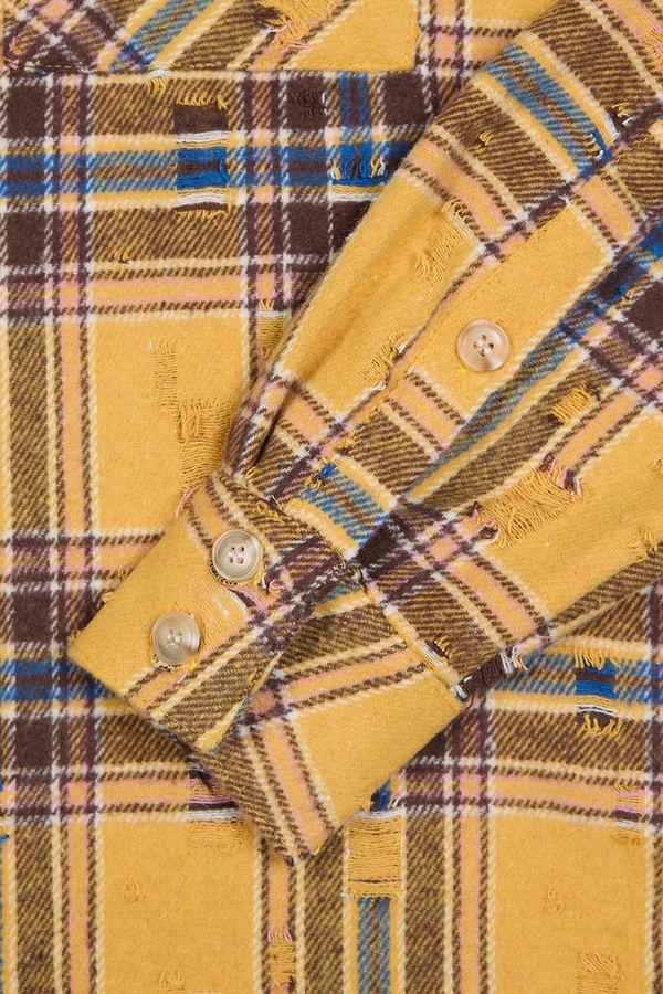 Рубашка ripped plaid желтая - фото 5