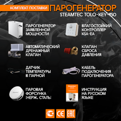 Steamtec TOLO KEY 150 - 15 кВт (ВЛАГОСТОЙКИЙ модуль управления), парогенератор для хамама и турецкой бани