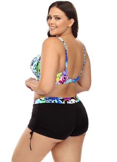 Раздельный купальник plus size: лиф и шортики (Размер: 105C/50) (Цвет: разноцветный)