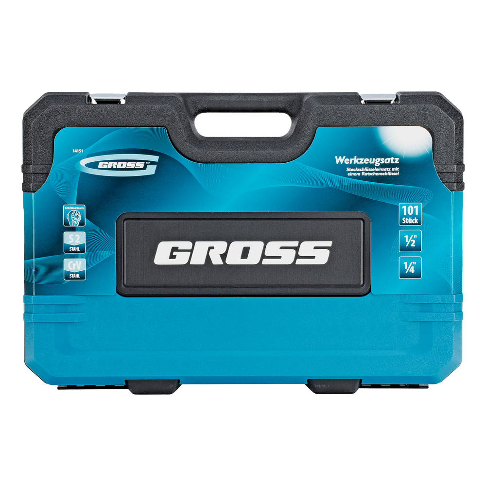 Набор инструментов, 1/4", 1/2", CrV, 120 зубьев, 101 предмет Gross
