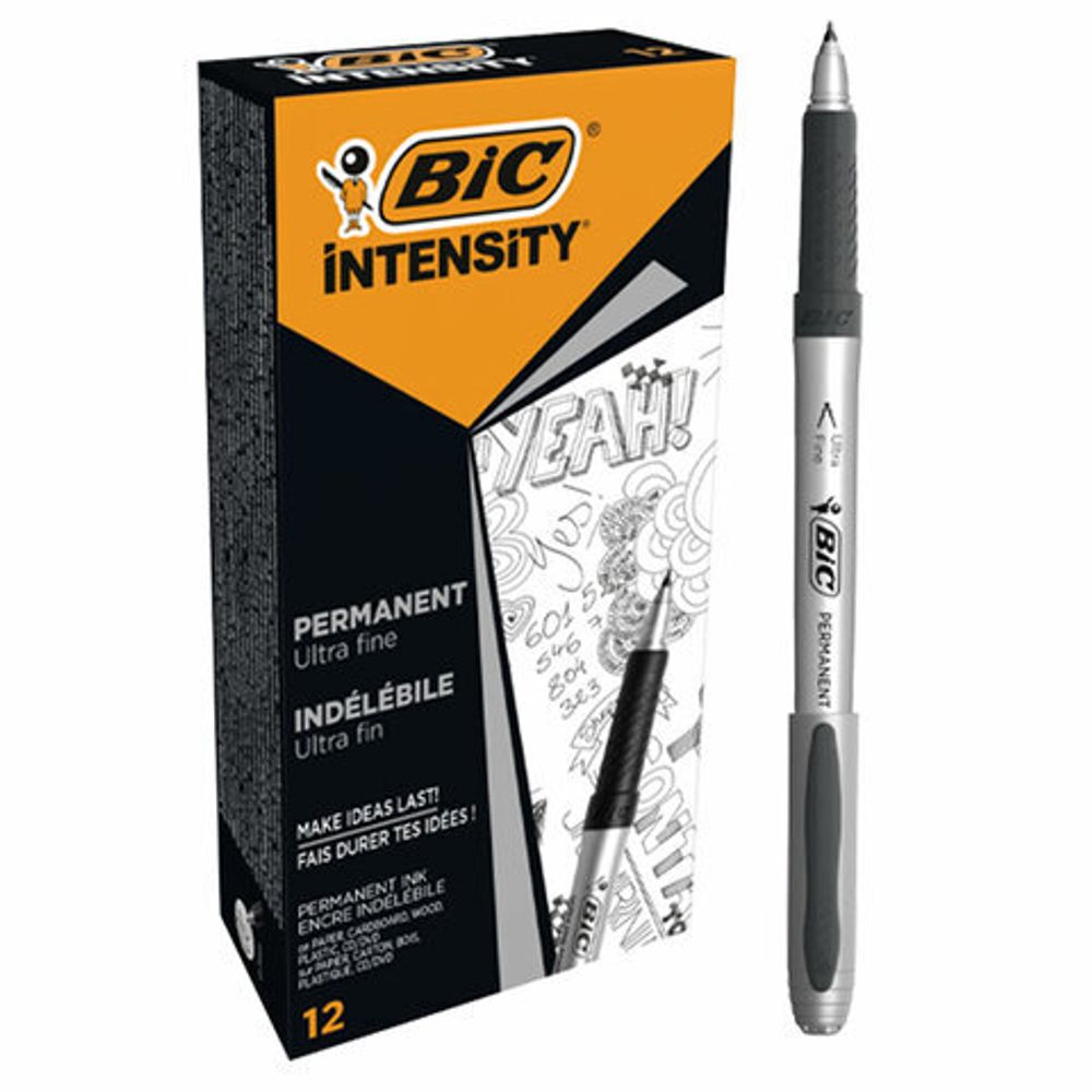 Маркер перманентный BIC "Intensity Ultra Fine", ЧЕРНЫЙ, тонкий наконечник 0,8 мм, 8290801