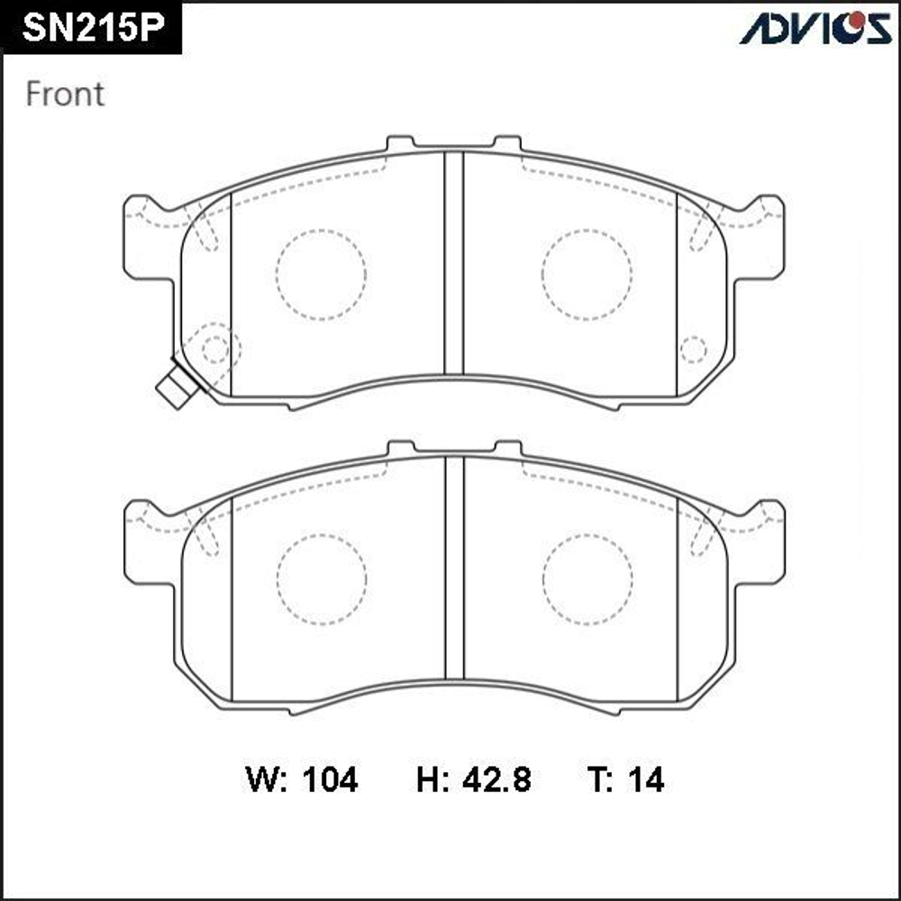 Дисковые тормозные колодки ADVICS передние SN215P
