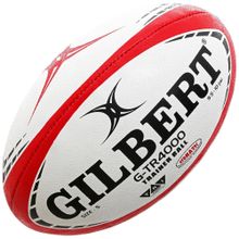 Мяч для регби GILBERT G-TR4000, 42097805, р.5, резина, ручная сшивка, бело-красно-черный