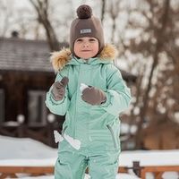 Шлем зимний из смесовой шерсти с помпоном "Капучино"