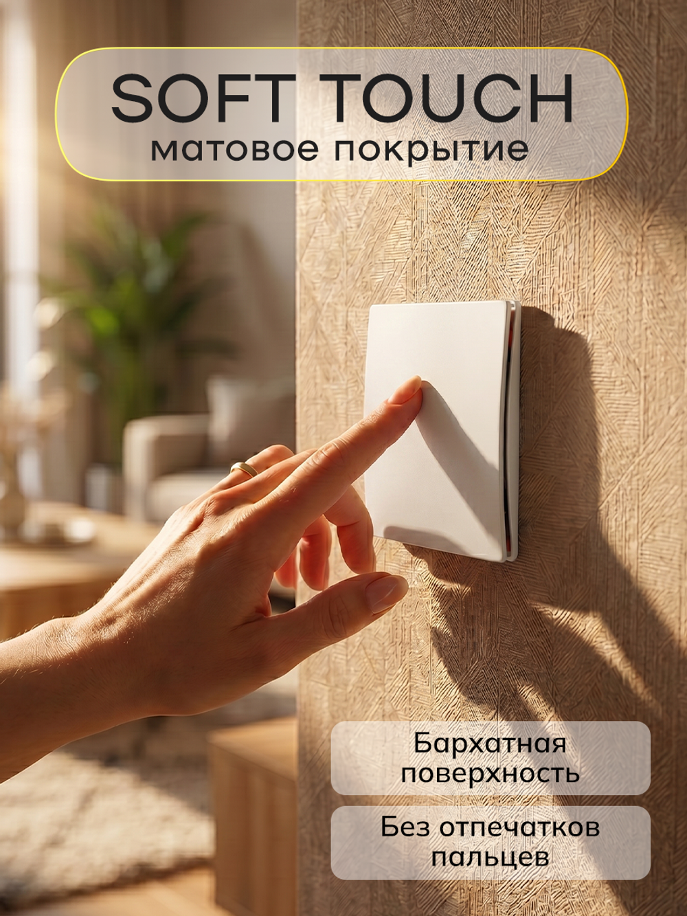 Ультратонкий одинарный 1-кл. выключатель, белый